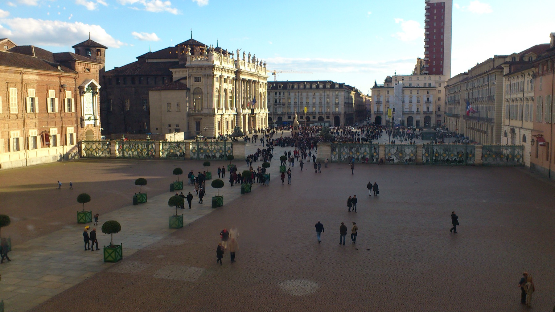 Piazza Castello in Torino on a wet day