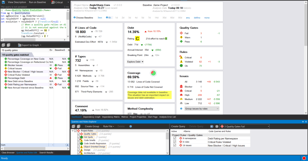 NDepend dashboard