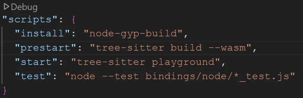 Standard commands available in Tree-sitter program