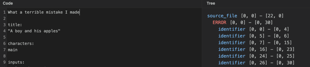 An image showing how an error in a parse tree does not block the parsing