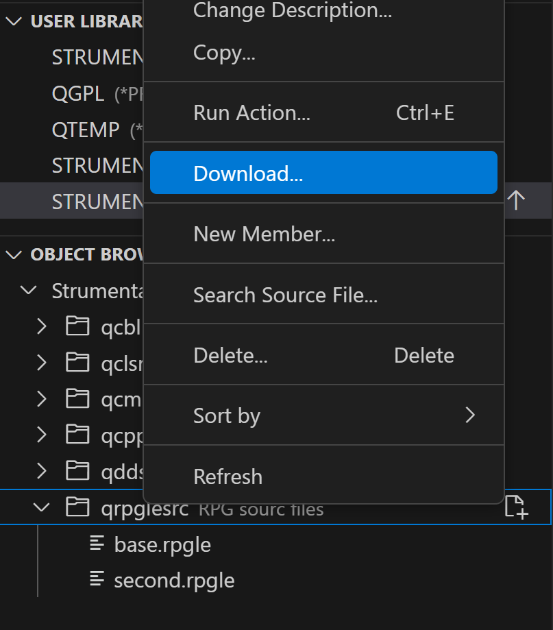 Download the files, using the menu