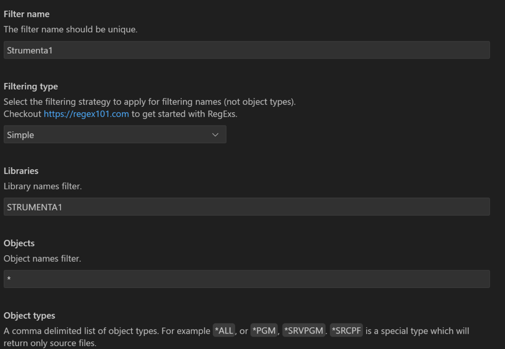 Filter menu, Extract RPG files from AS/400 or System i