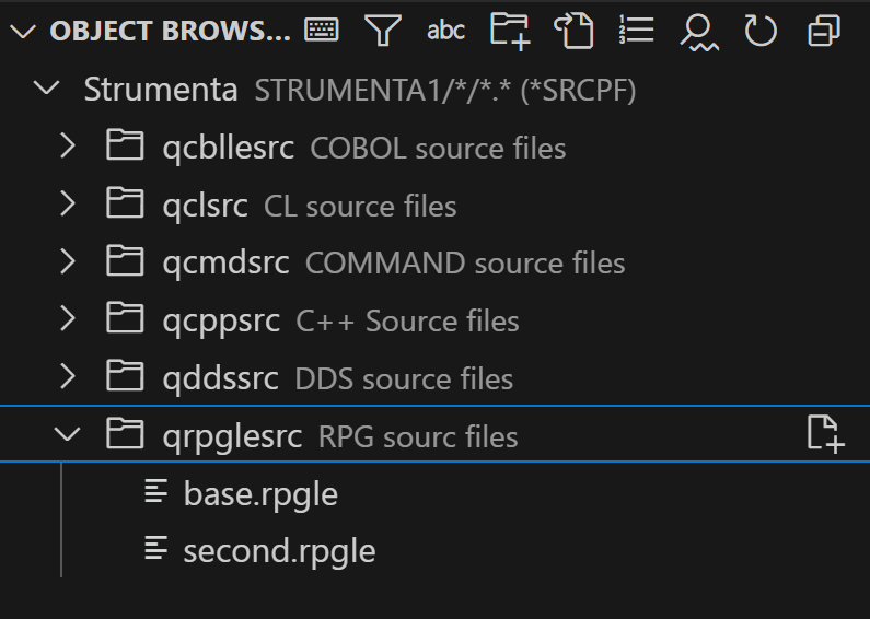 RPG source files in object browser