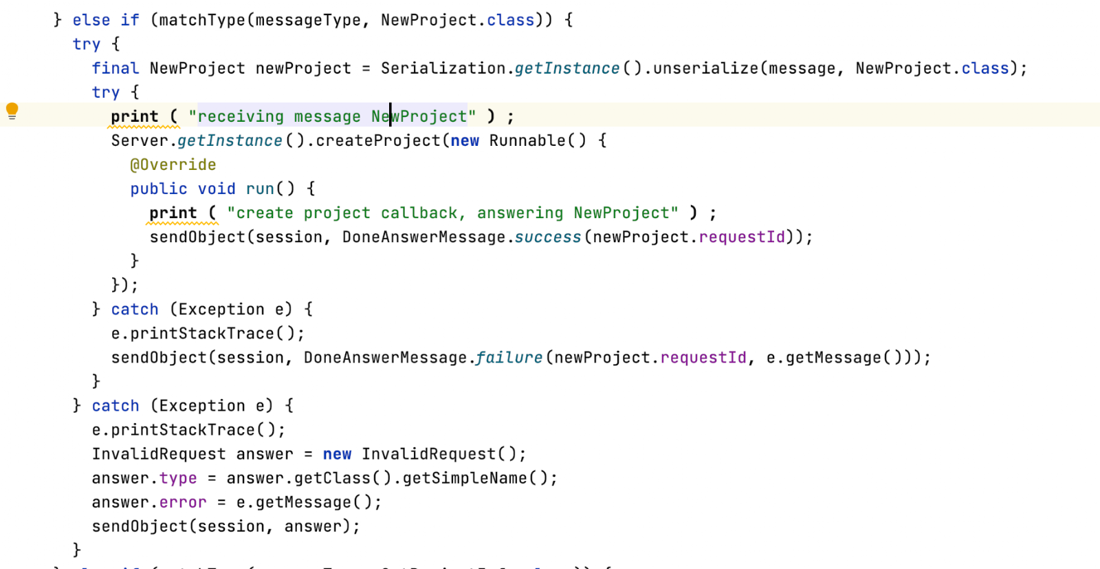 Message dispatching in MPSServer, serving each request by type